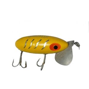 Vintage Arbogast Jitterbug Yellow Topwater Fishing Lure